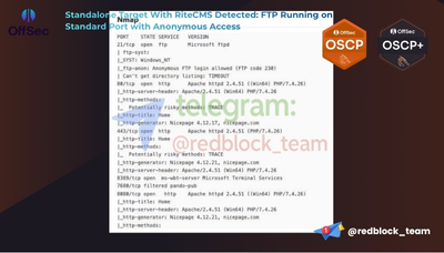 OSCP+ Standalone Target With RiteCMS Detected: FTP Running on Standard Port with Anonymous Access